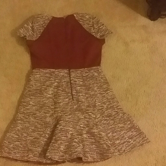 J. Crew Burgundy & Tweed Fit and Flare Dress NWOT - Picture 3 of 6